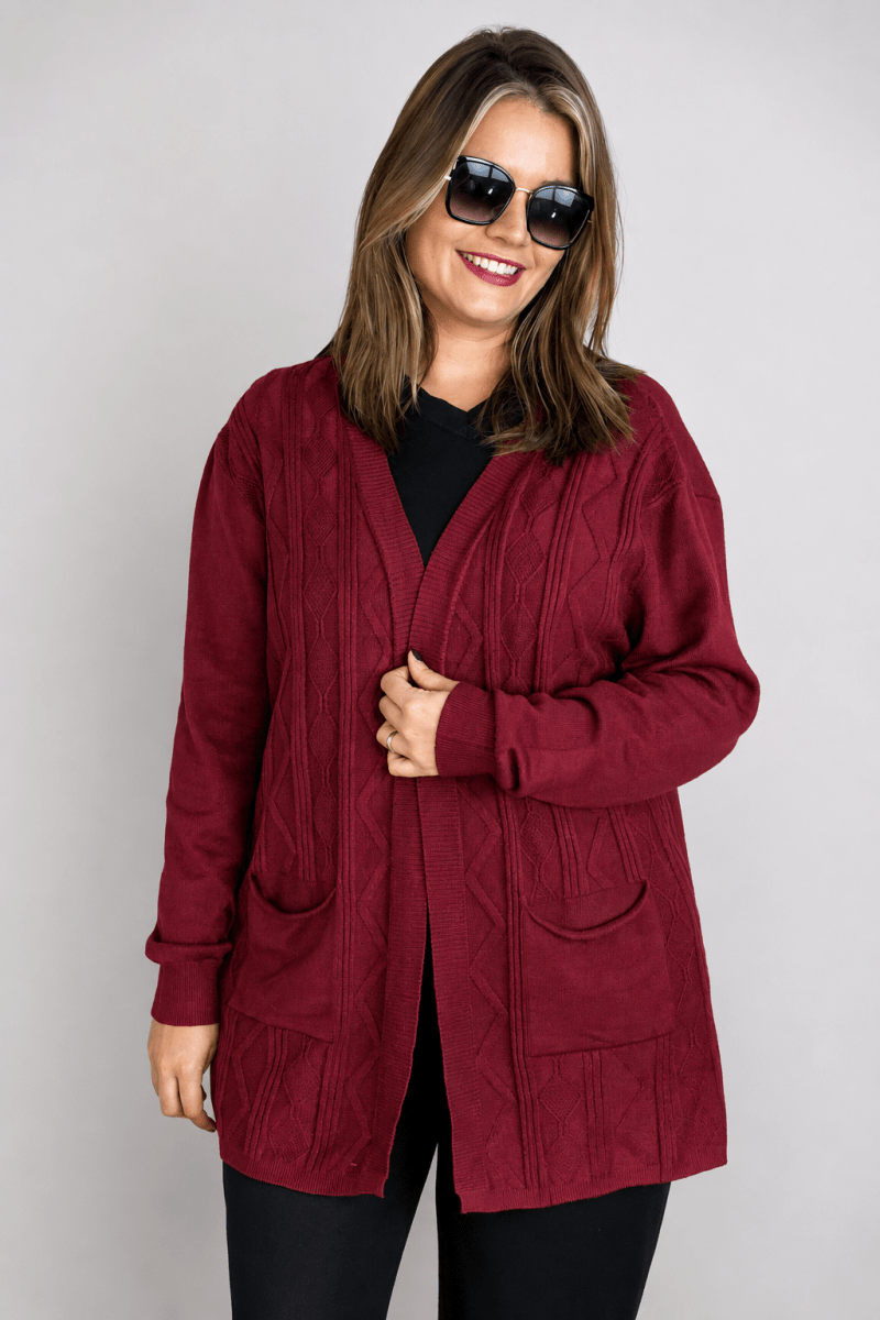 Cardigan Oversized com Bolsos em Tricot Modal Premium - Naguirre Shop