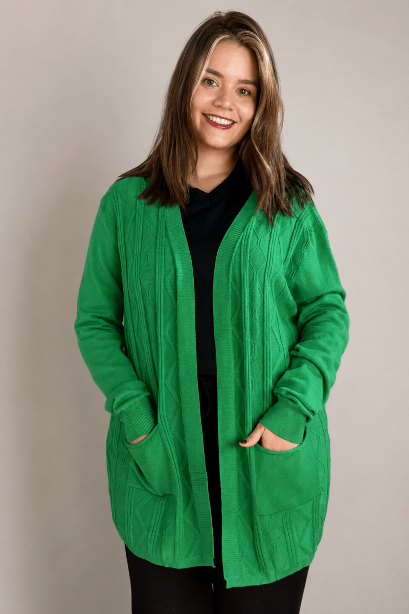 Cardigan Oversized com Bolsos em Tricot Modal Premium - Naguirre Shop