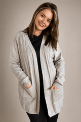 Cardigan Oversized com Bolsos em Tricot Modal Premium - Naguirre Shop