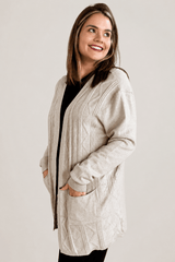 Cardigan Oversized com Bolsos em Tricot Modal Premium - Naguirre Shop