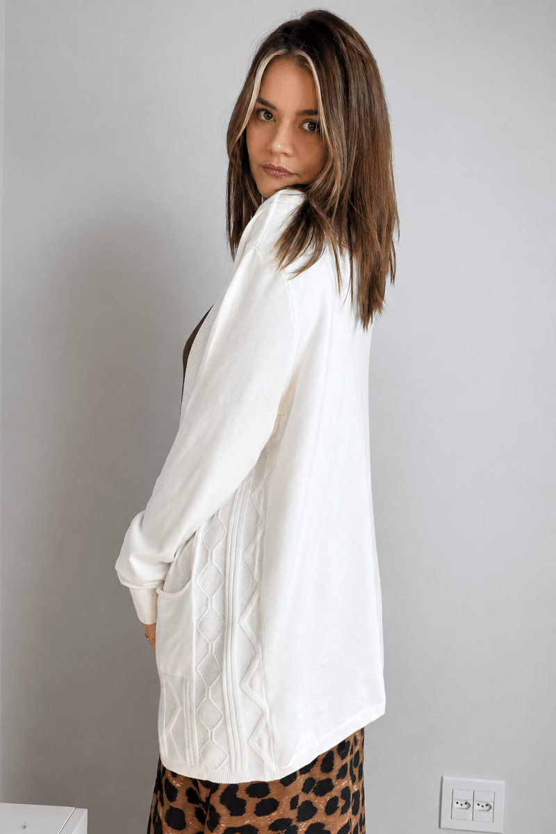Cardigan Oversized com Bolsos em Tricot Modal Premium - Naguirre Shop