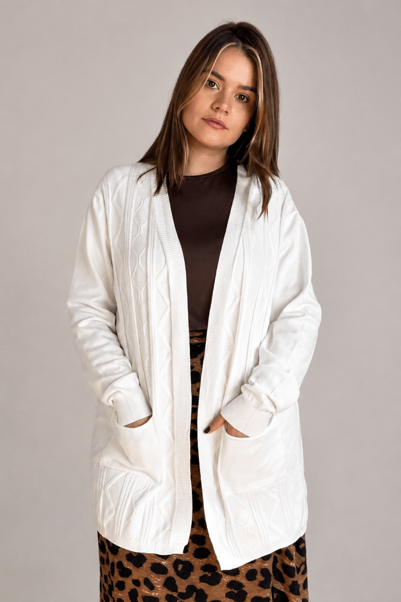 Cardigan Oversized com Bolsos em Tricot Modal Premium - Naguirre Shop