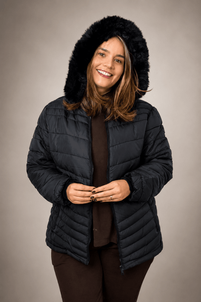 Casaco Puffer com Capuz Peluciado - Naguirre Shop