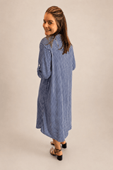 Chemise em Viscolinho Listrada Estilo Resort Roma - Naguirre Shop