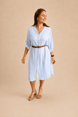 Chemise em Viscolinho Listrada Estilo Resort Roma - Naguirre Shop
