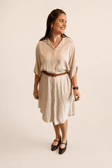 Chemise em Viscolinho Listrada Estilo Resort Roma - Naguirre Shop