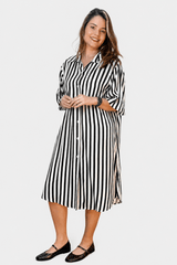 Chemise em Viscolinho Listrada Estilo Resort Roma - Naguirre Shop