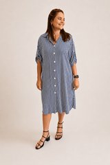 Chemise em Viscolinho Listrada Estilo Resort Roma - Naguirre Shop