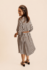 Chemise em Viscolinho Listrada Estilo Resort Roma - Naguirre Shop