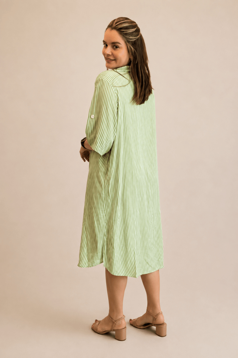 Chemise em Viscolinho Listrada Estilo Resort Roma - Naguirre Shop