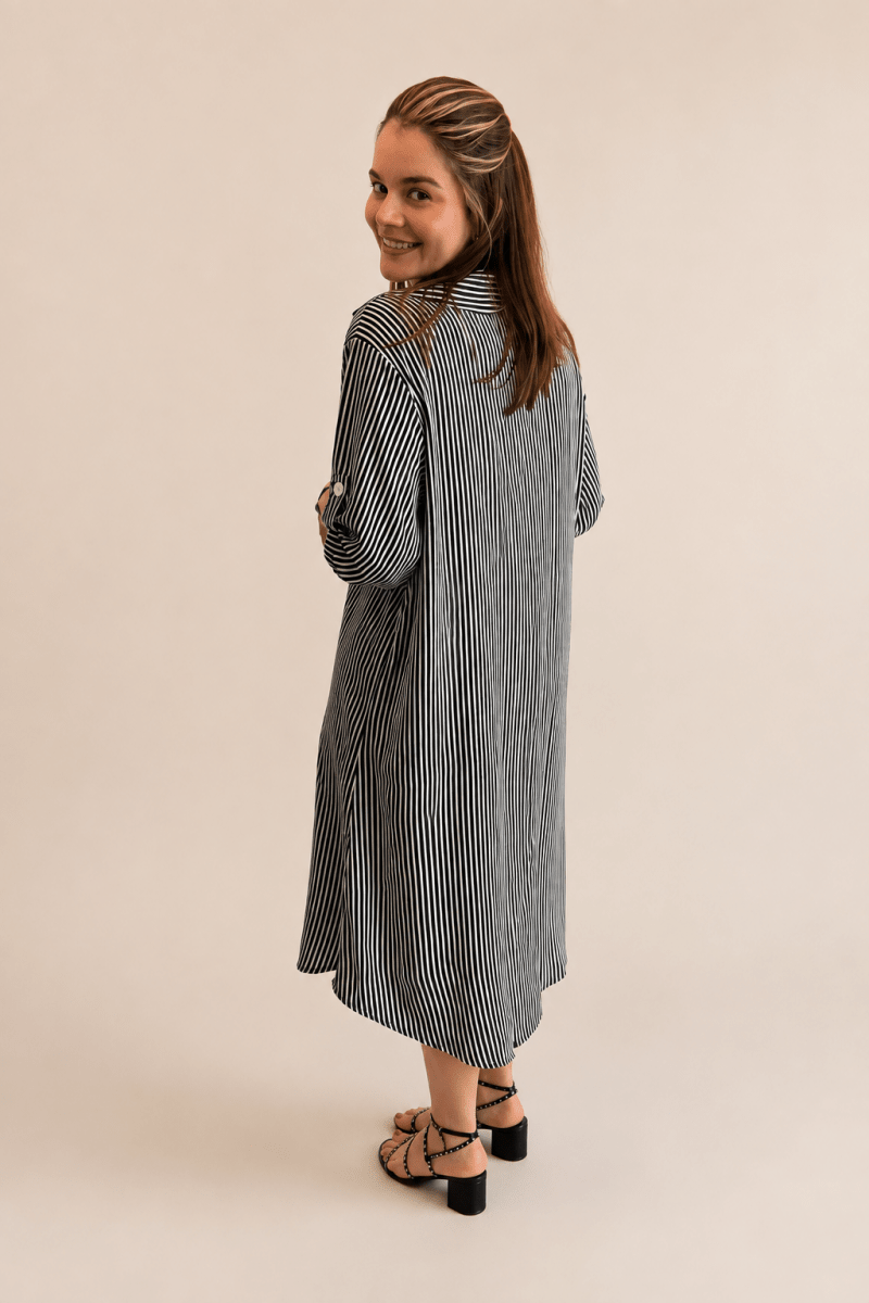 Chemise em Viscolinho Listrada Estilo Resort Roma - Naguirre Shop