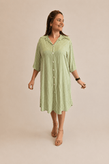 Chemise em Viscolinho Listrada Estilo Resort Roma - Naguirre Shop
