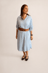 Chemise em Viscolinho Listrada Estilo Resort Roma - Naguirre Shop