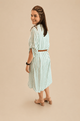 Chemise em Viscolinho Listrada Estilo Resort Roma - Naguirre Shop