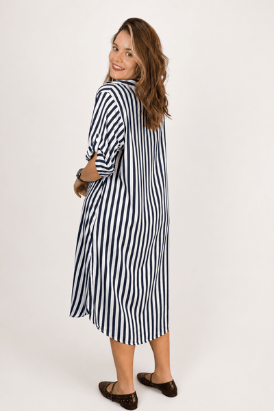 Chemise em Viscolinho Listrada Estilo Resort Roma - Naguirre Shop