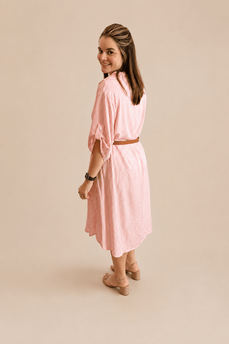 Chemise em Viscolinho Listrada Estilo Resort Roma - Naguirre Shop
