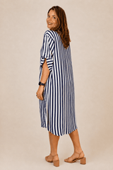 Chemise em Viscolinho Listrada Estilo Resort Roma - Naguirre Shop