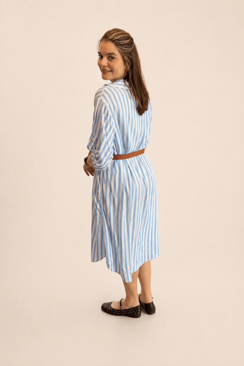 Chemise em Viscolinho Listrada Estilo Resort Roma - Naguirre Shop