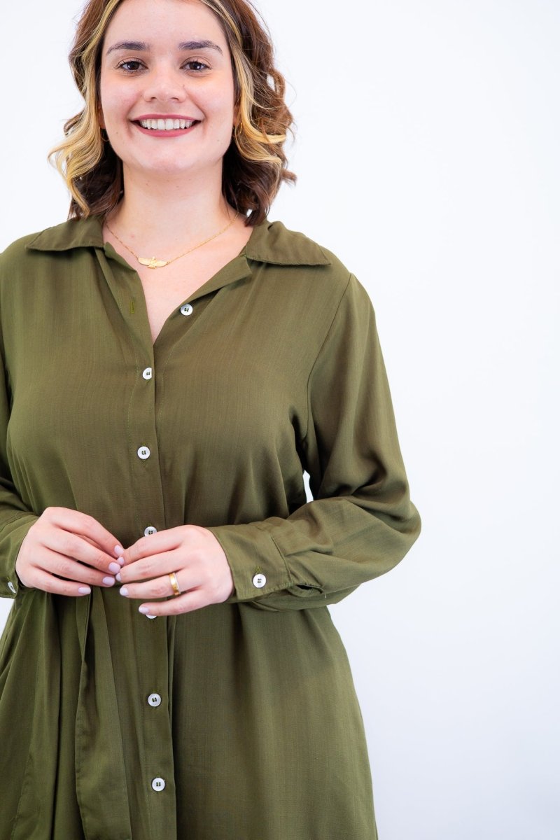 Chemise Gisele - Social Manga Longa Com Botões Em Viscolinho - Naguirre Shop