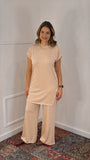 Conjunto Califórnia - Túnica Longa com Fenda Lateral e Calça Pantalona em Malha Confort - Naguirre Shop
