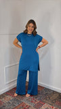 Conjunto Califórnia - Túnica Longa com Fenda Lateral e Calça Pantalona em Malha Confort - Naguirre Shop