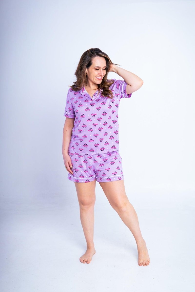 Conjunto Camila - Pijama com Gola Americana e Shorts de Suede - Naguirre Shop