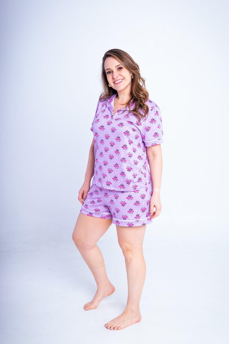 Conjunto Camila - Pijama com Gola Americana e Shorts de Suede - Naguirre Shop