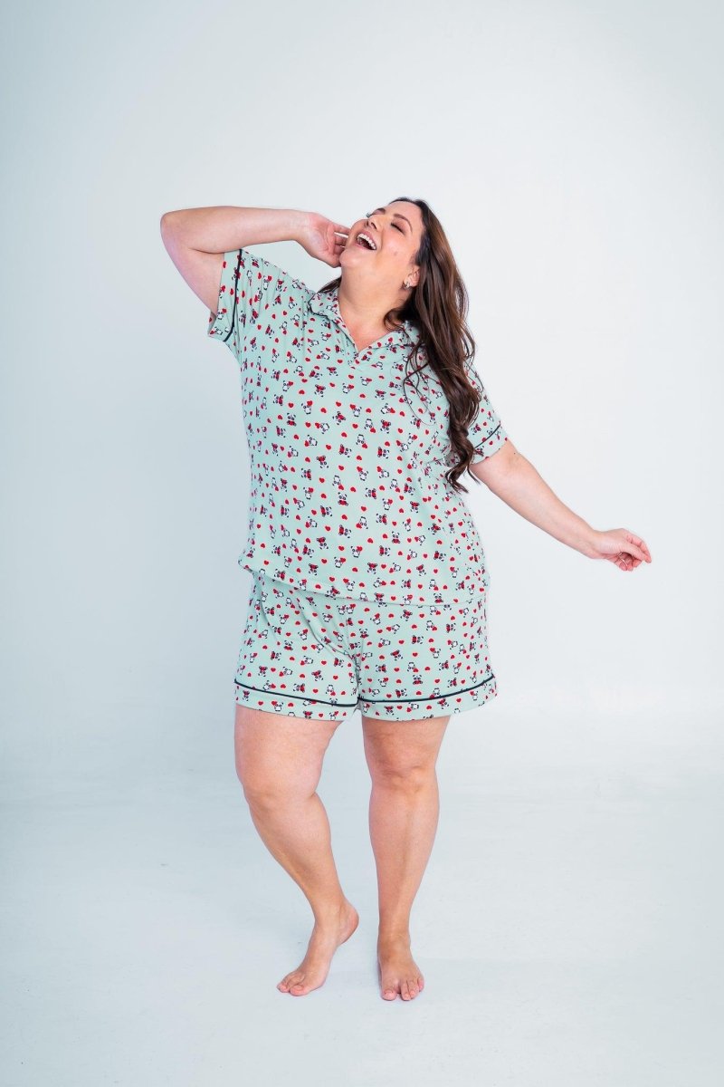 Conjunto Camila - Pijama com Gola Americana e Shorts de Suede - Naguirre Shop