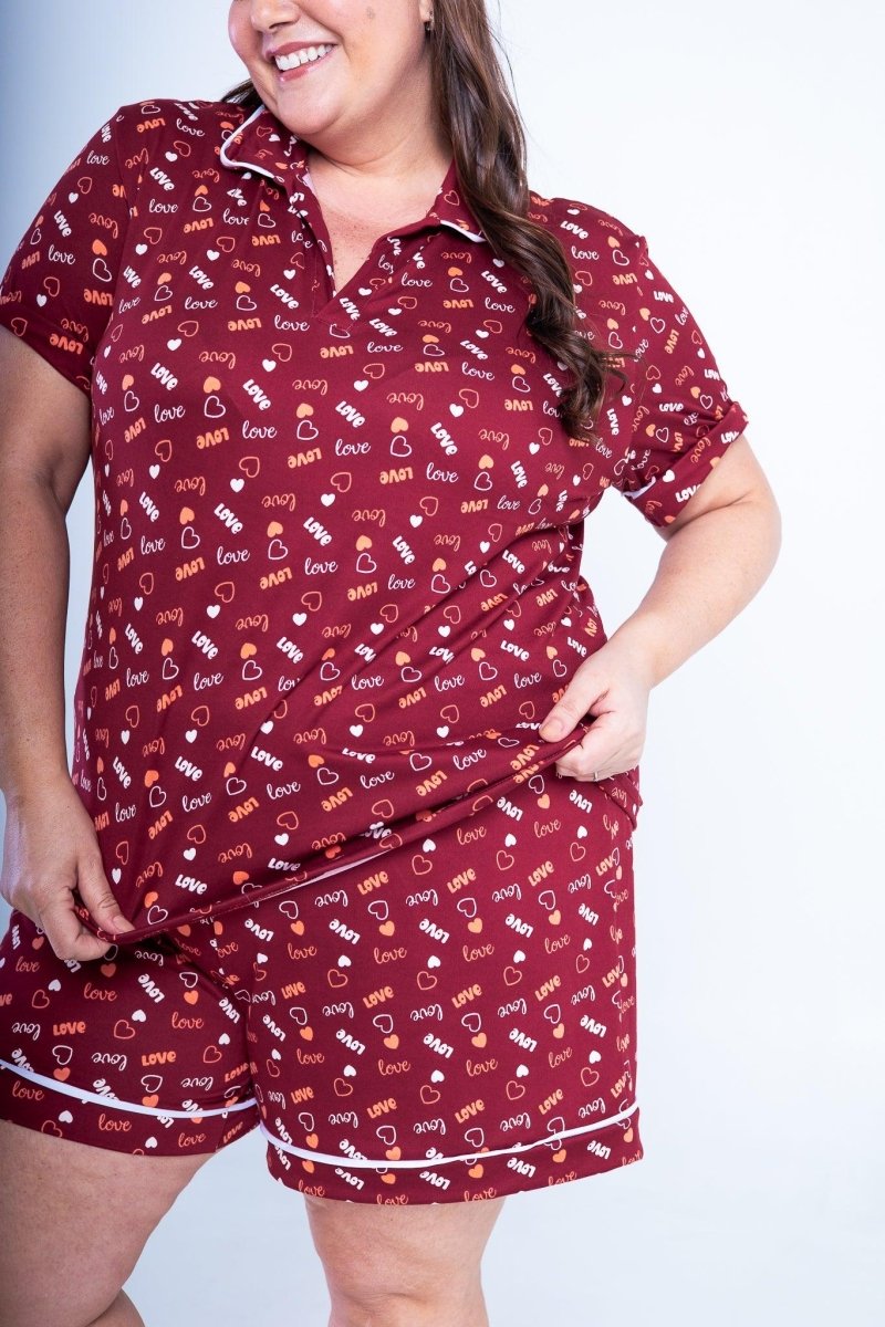 Conjunto Camila - Pijama com Gola Americana e Shorts de Suede - Naguirre Shop