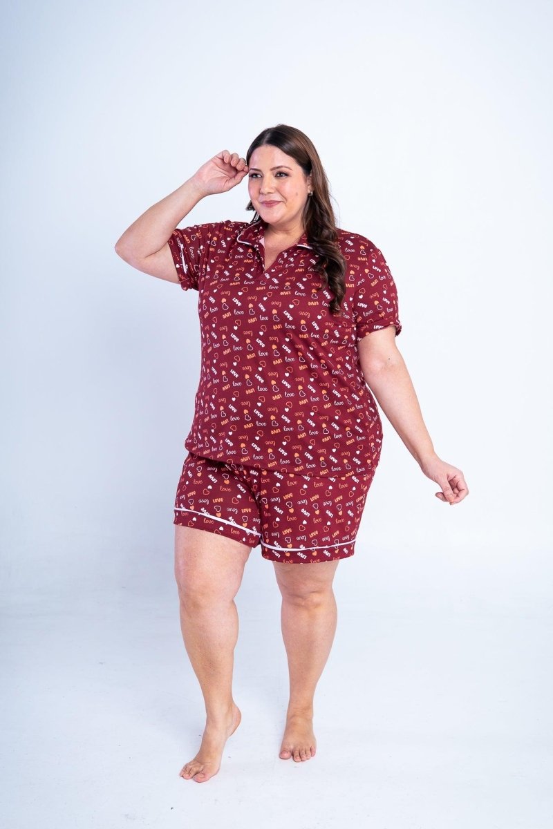 Conjunto Camila - Pijama com Gola Americana e Shorts de Suede - Naguirre Shop