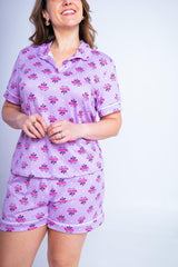 Conjunto Camila - Pijama com Gola Americana e Shorts de Suede - Naguirre Shop