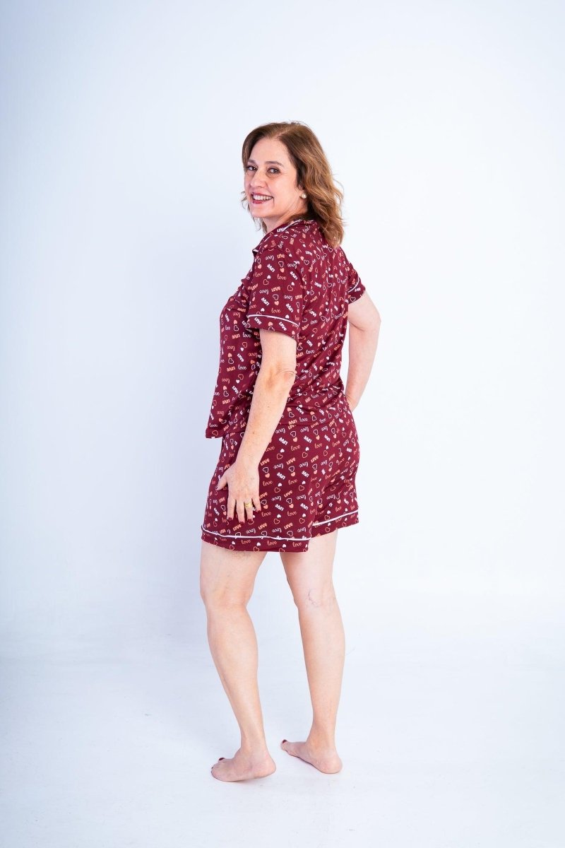 Conjunto Camila - Pijama com Gola Americana e Shorts de Suede - Naguirre Shop