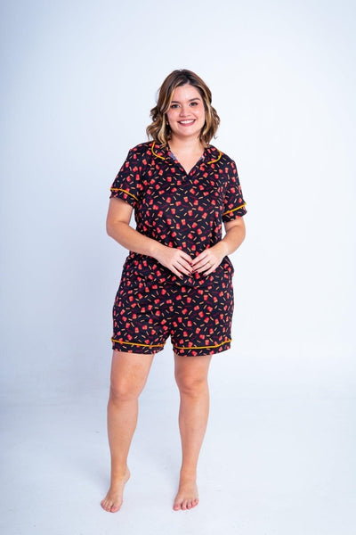 Conjunto Camila - Pijama com Gola Americana e Shorts de Suede - Naguirre Shop