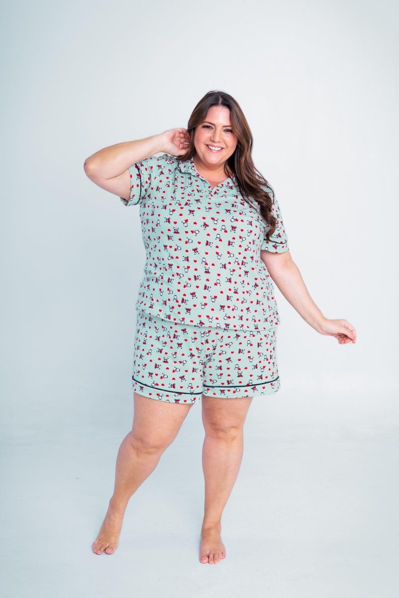 Conjunto Camila - Pijama com Gola Americana e Shorts de Suede - Naguirre Shop
