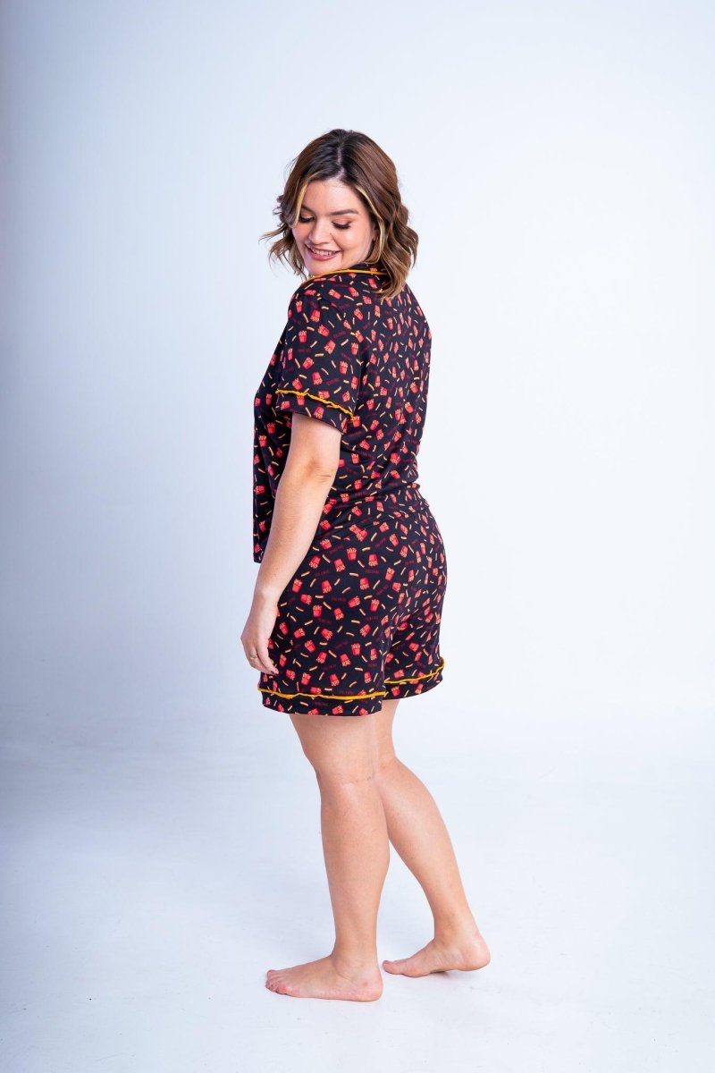 Conjunto Camila - Pijama com Gola Americana e Shorts de Suede - Naguirre Shop