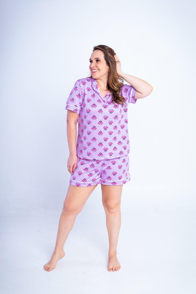 Conjunto Camila - Pijama com Gola Americana e Shorts de Suede - Naguirre Shop