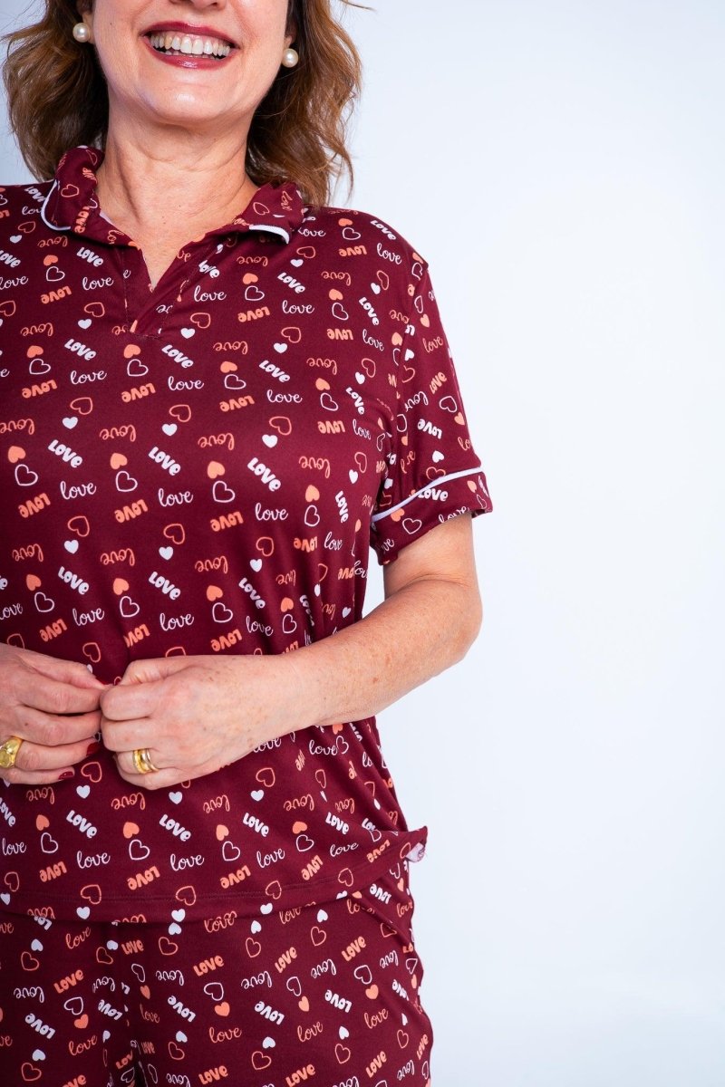 Conjunto Camila - Pijama com Gola Americana e Shorts de Suede - Naguirre Shop