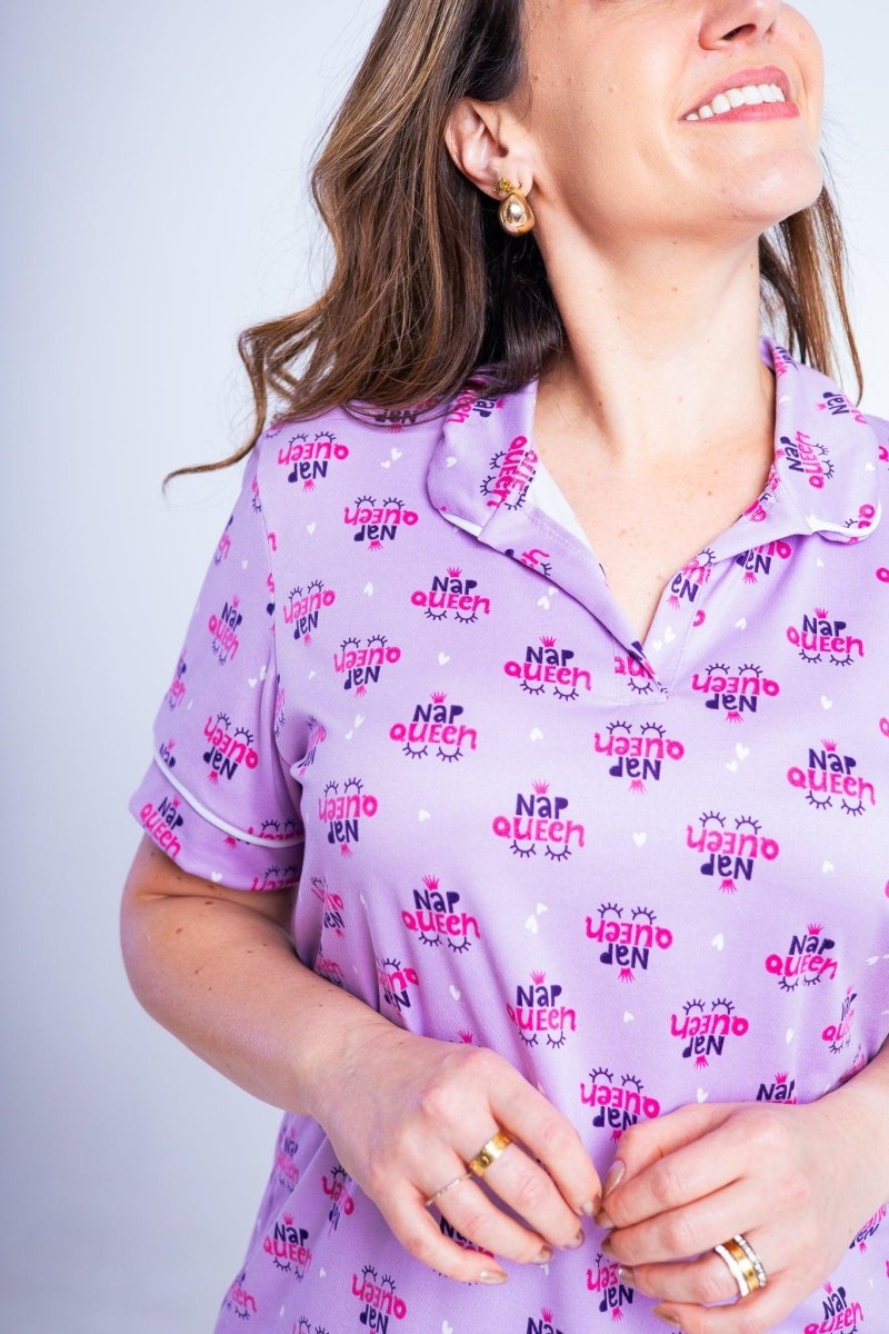 Conjunto Camila - Pijama com Gola Americana e Shorts de Suede - Naguirre Shop