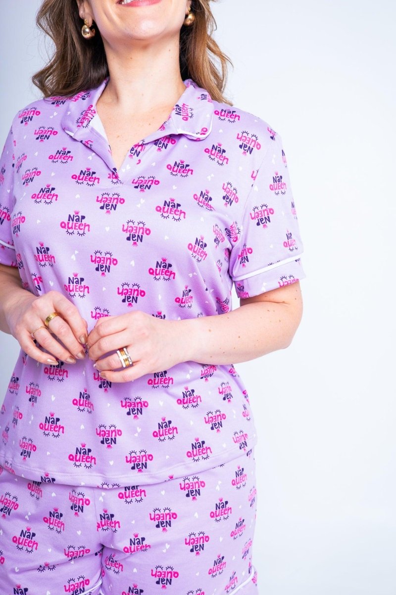 Conjunto Camila - Pijama com Gola Americana e Shorts de Suede - Naguirre Shop