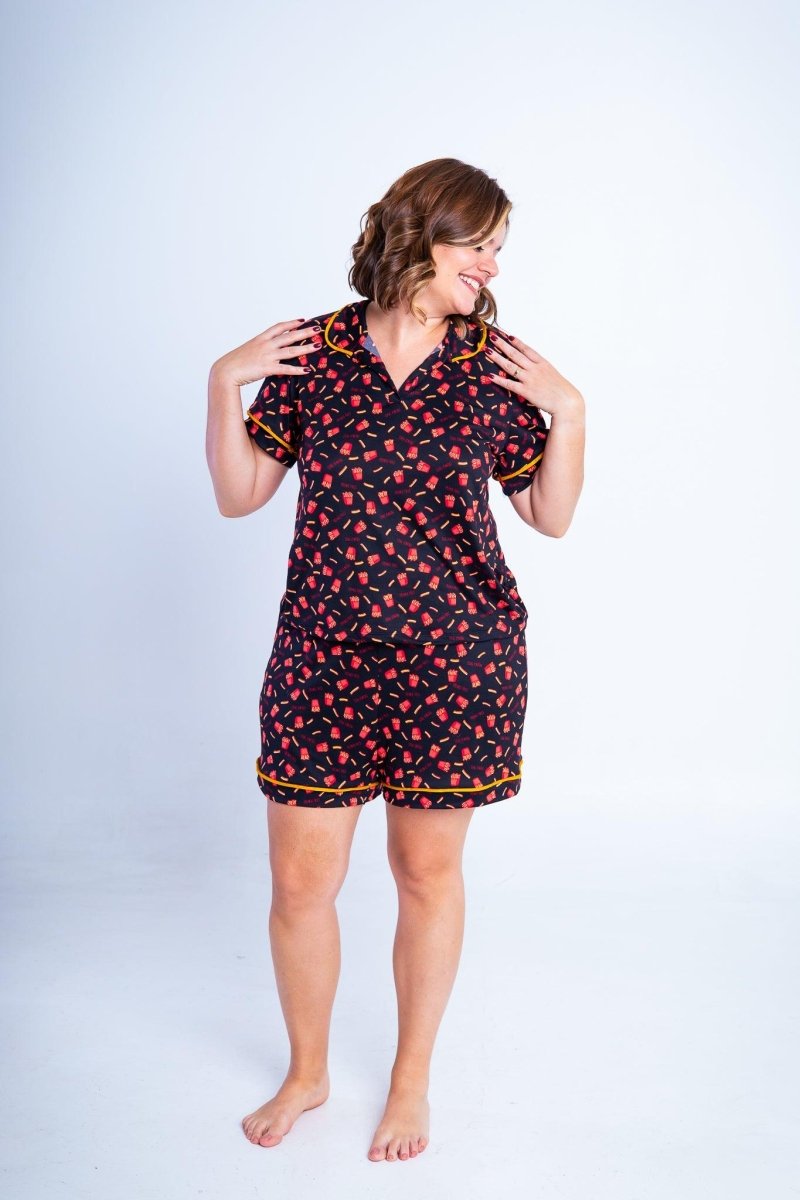 Conjunto Camila - Pijama com Gola Americana e Shorts de Suede - Naguirre Shop