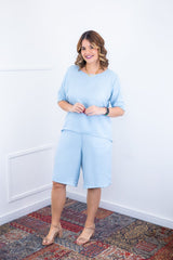 Conjunto Dulce – Blusa Oversized e Bermuda com Bolsos em Linho Light - Naguirre Shop