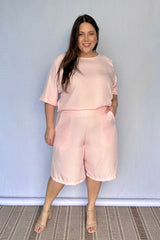 Conjunto Dulce – Blusa Oversized e Bermuda com Bolsos em Linho Light - Naguirre Shop