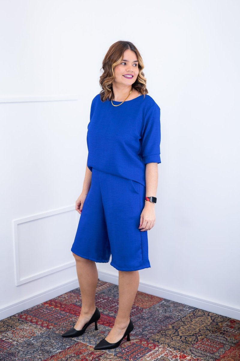 Conjunto Dulce – Blusa Oversized e Bermuda com Bolsos em Linho Light - Naguirre Shop