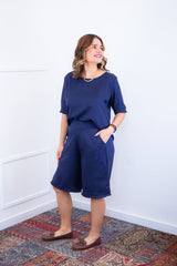 Conjunto Dulce – Blusa Oversized e Bermuda com Bolsos em Linho Light - Naguirre Shop