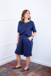 Conjunto Dulce – Blusa Oversized e Bermuda com Bolsos em Linho Light - Naguirre Shop