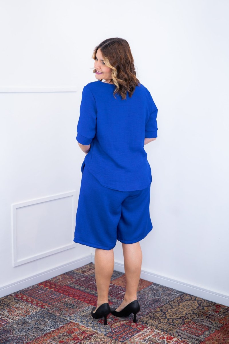 Conjunto Dulce – Blusa Oversized e Bermuda com Bolsos em Linho Light - Naguirre Shop