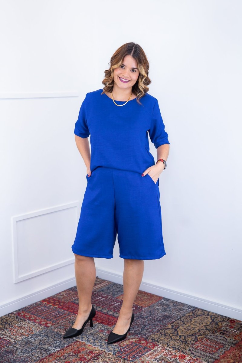 Conjunto Dulce – Blusa Oversized e Bermuda com Bolsos em Linho Light - Naguirre Shop
