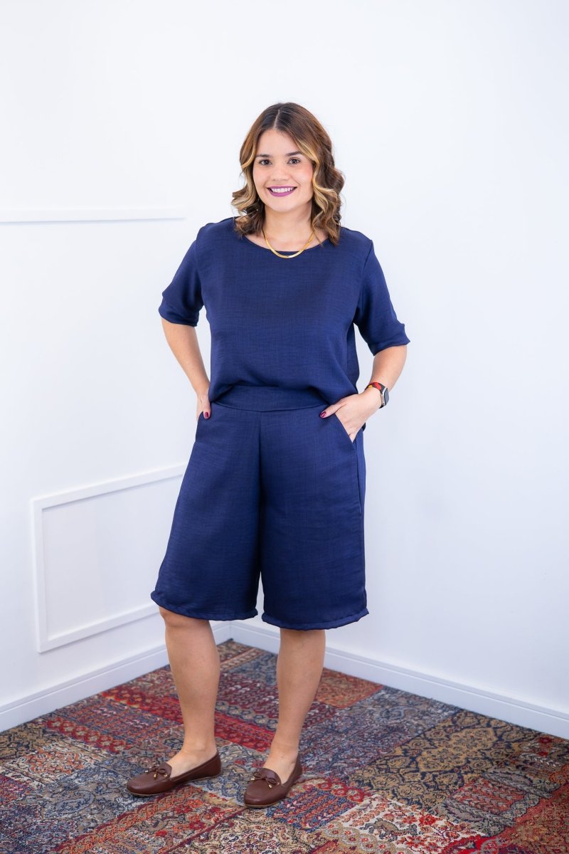 Conjunto Dulce – Blusa Oversized e Bermuda com Bolsos em Linho Light - Naguirre Shop