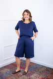 Conjunto Dulce – Blusa Oversized e Bermuda com Bolsos em Linho Light - Naguirre Shop