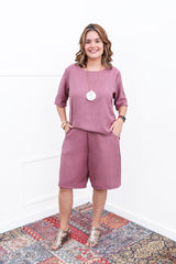 Conjunto Dulce – Blusa Oversized e Bermuda com Bolsos em Linho Light - Naguirre Shop
